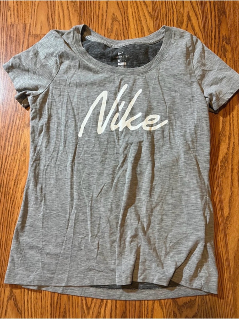 Nike Gray Short-Sleeve Script Logo Tee